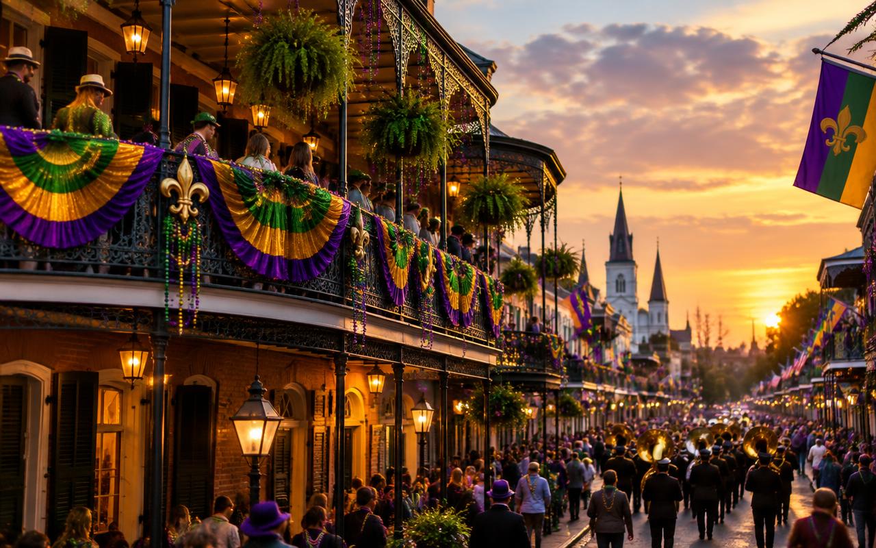 Mardi Gras travel illustration